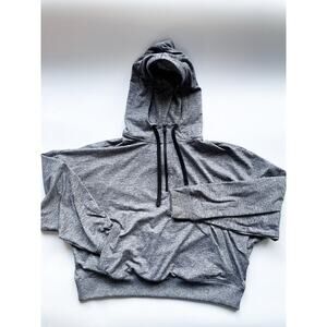 GapFit Brushed Tech Jersey Breathe Gray Cropped Hoodie Size XL